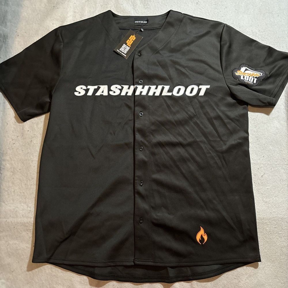 Stashhhloot Baseball Jersey Black 2XL Mens